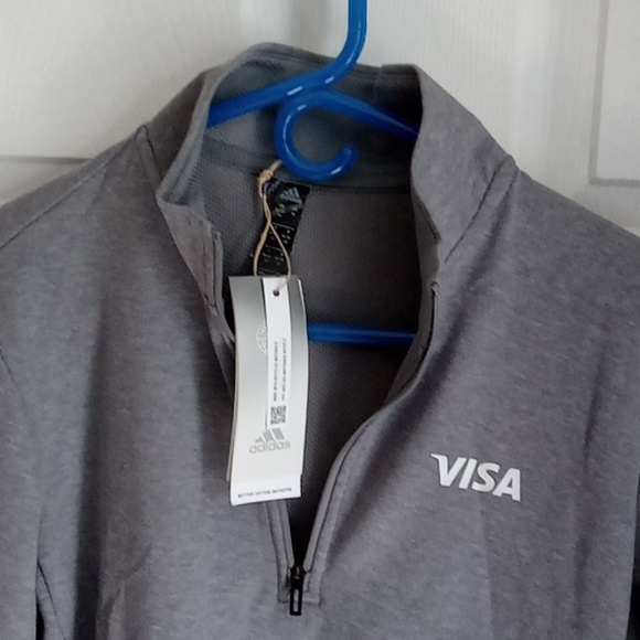 New! Adidas Womens Athletic Top 1/4 Zip Sweater Grey VISA Promo - Picture 9 of 16